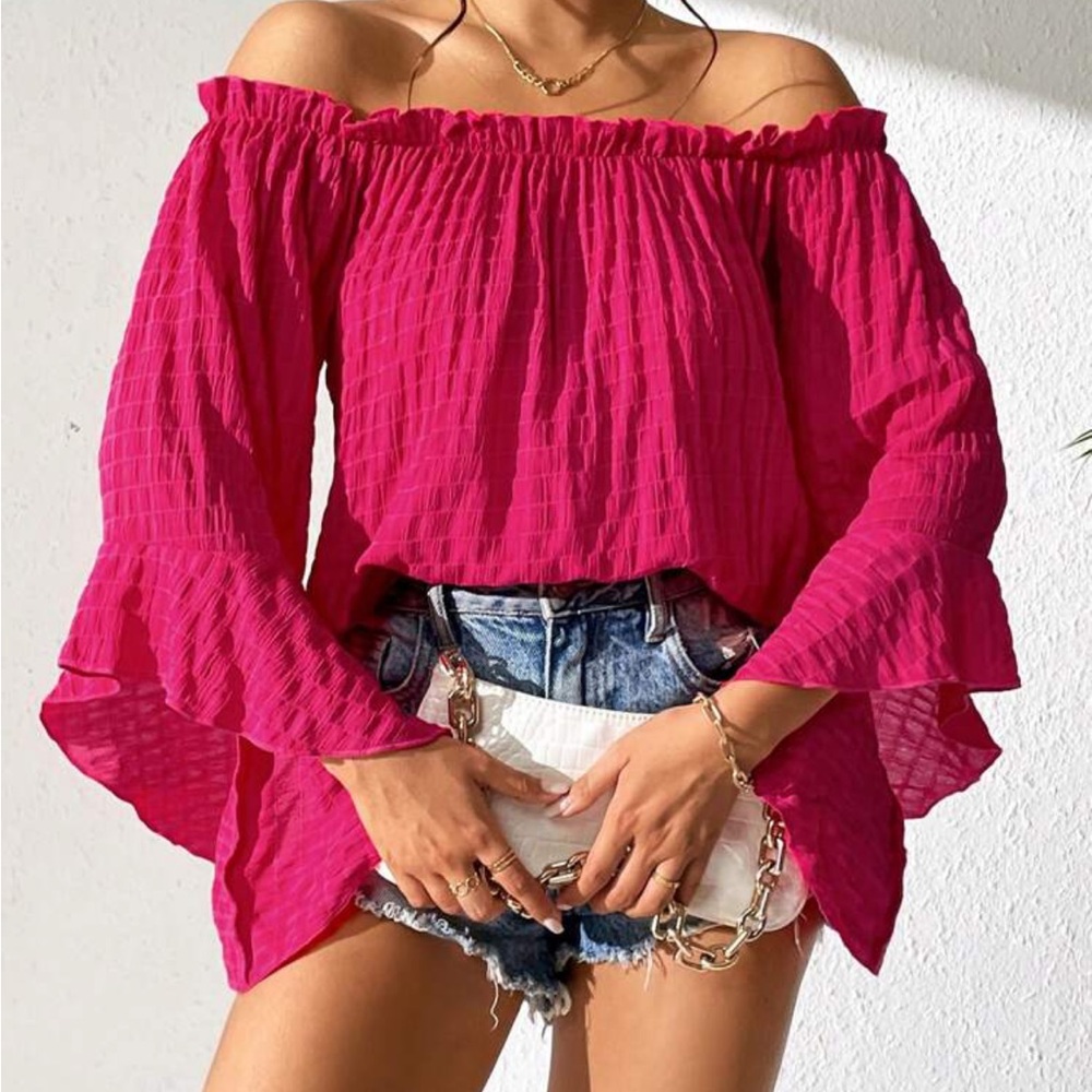 Pink off the shoulder top